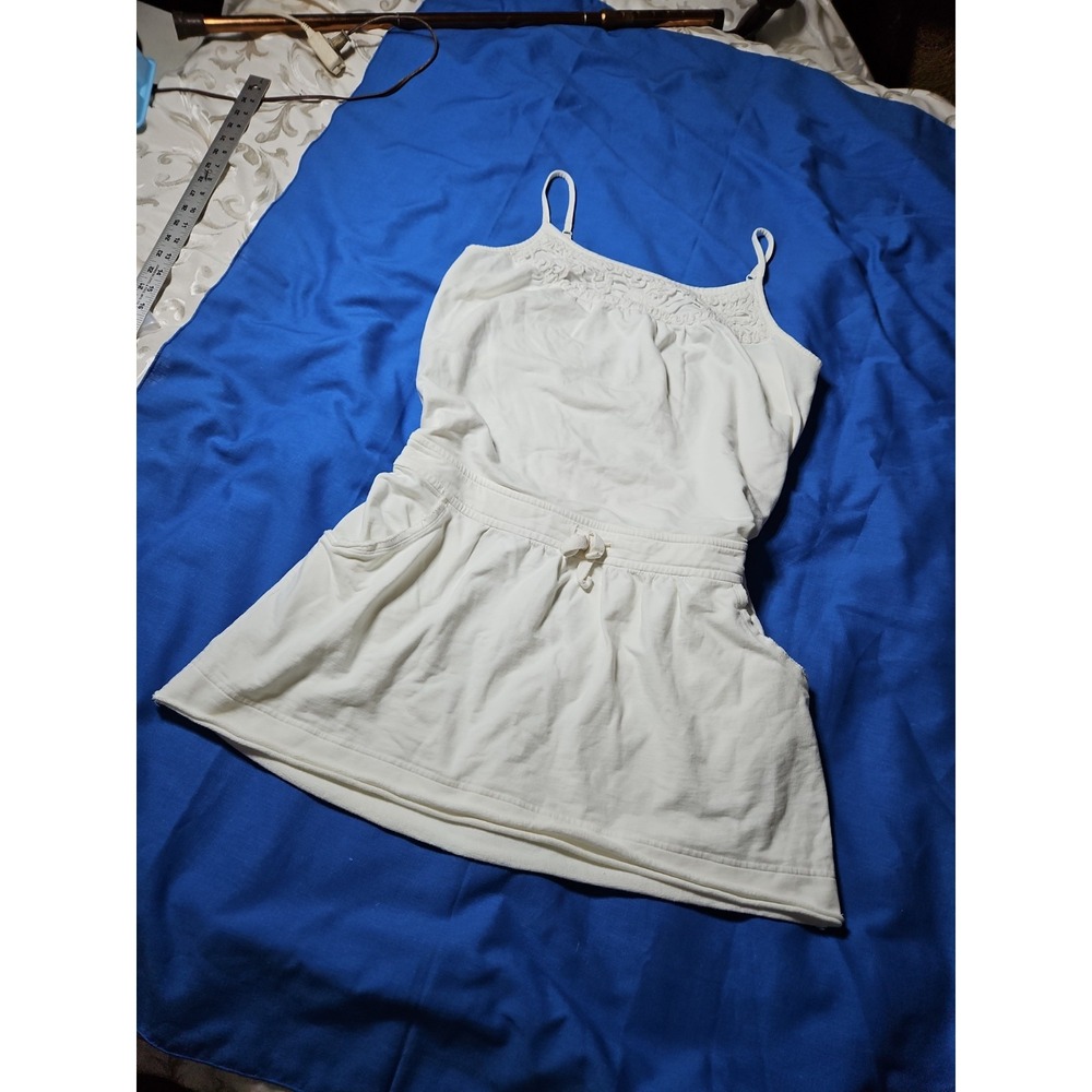 Victoria's Secret Mini Dress Cotton Spaghetti Strap Drawstring Pockets Lounge LG